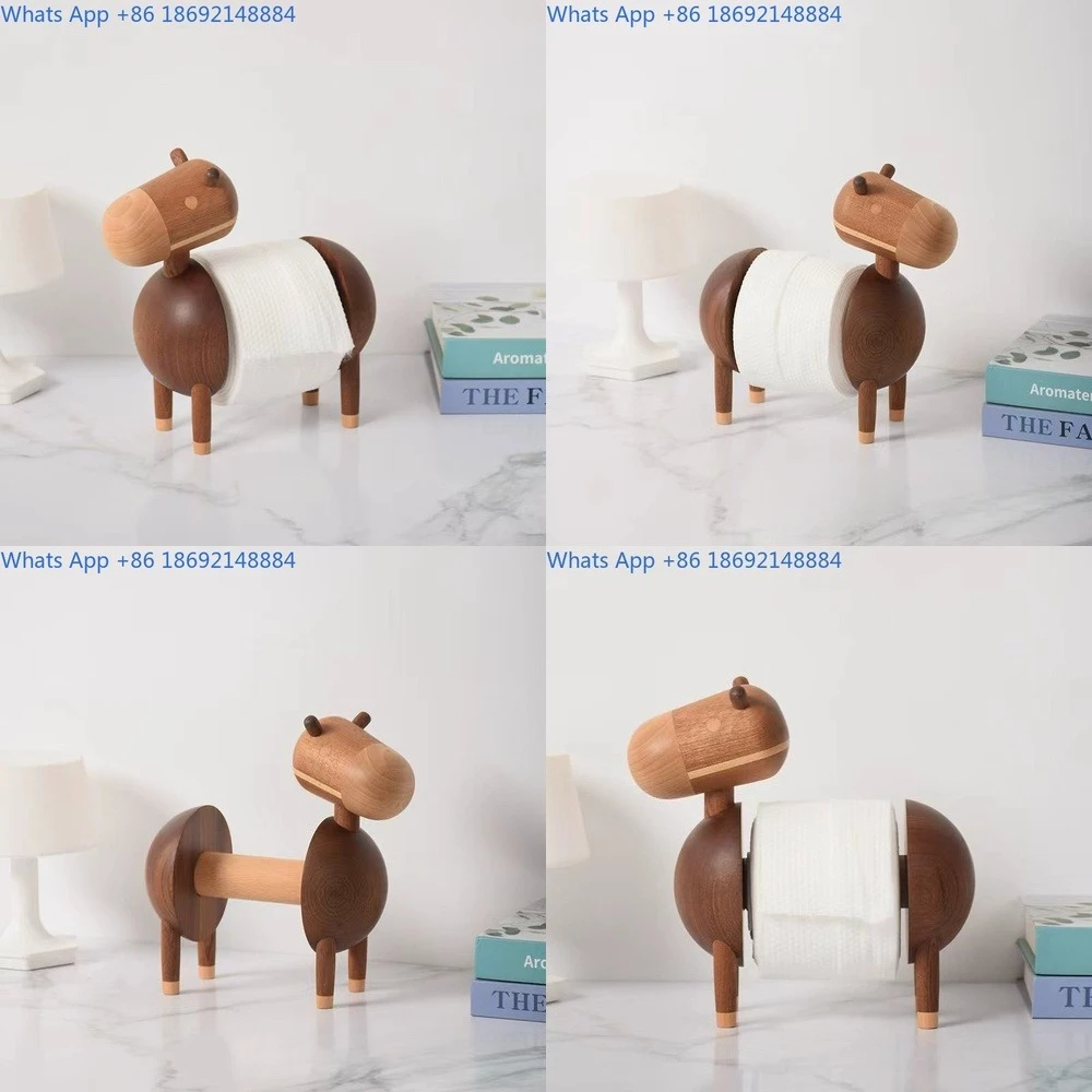 

Creative Donkey Tissue Holder Wooden Roll Paper Organizer Desktop Decorative Item for Cafe