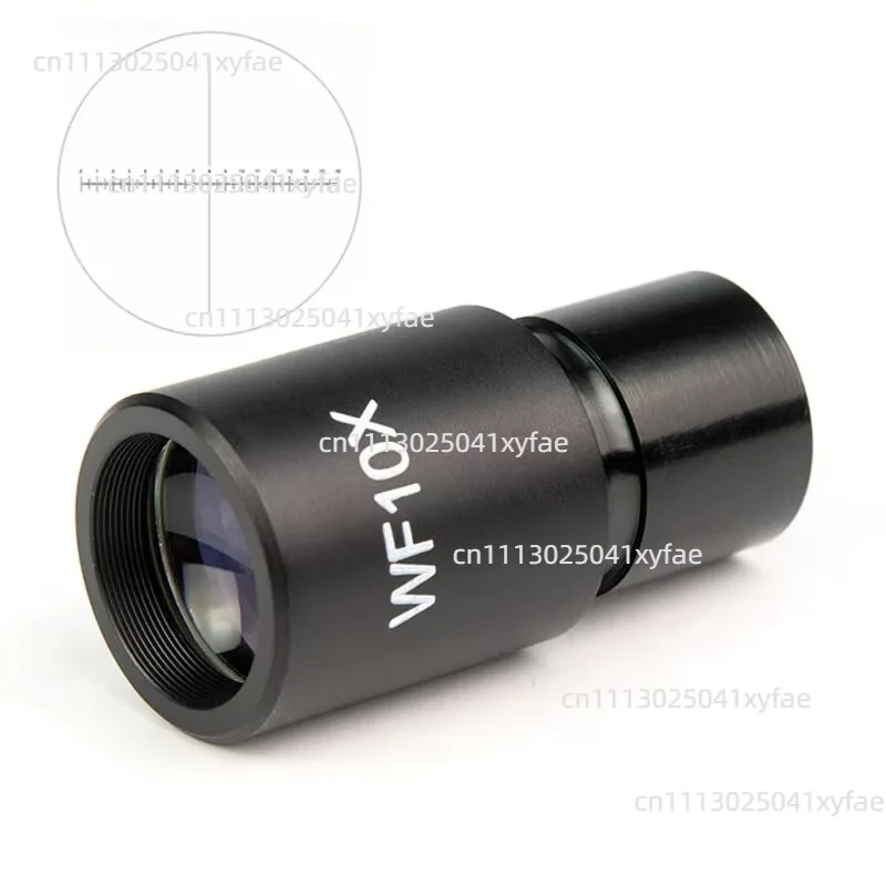 WF10X Biological Microscope Eyepiece Lens Wide Field 0.1mm Reticle Micrometer, 23.2mm Mount Size