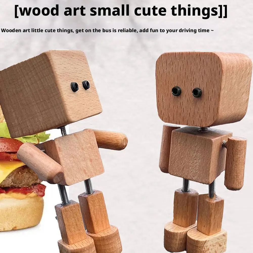 Figura mecedora de madera para coche, Robot de madera con Clip de aire, salida agitadora de madera, adornos creativos, buen coche bonito para hombre X3L7