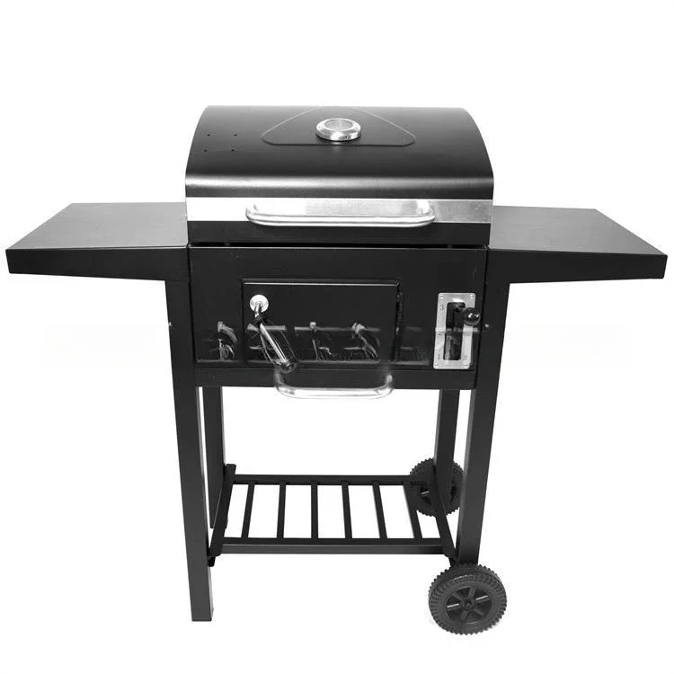 

Household outdoor courtyard bbq grill liftable grill, double side trolley