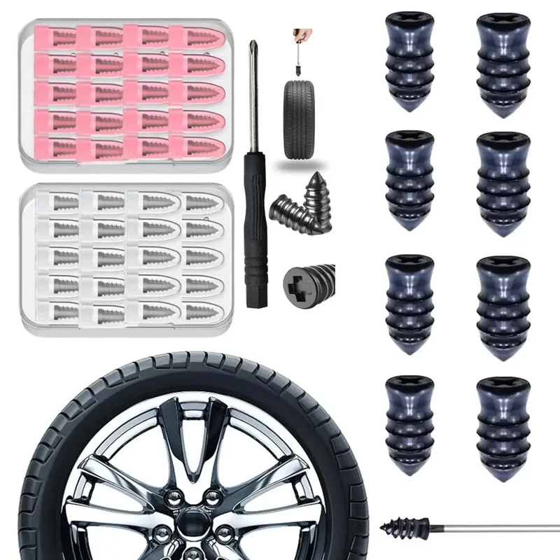 Vacuum Tyre Repair Nails Tire Repair Tool Set with Repair Glue Rubber Puncture Fix Kit for Car Truck Motorcycle