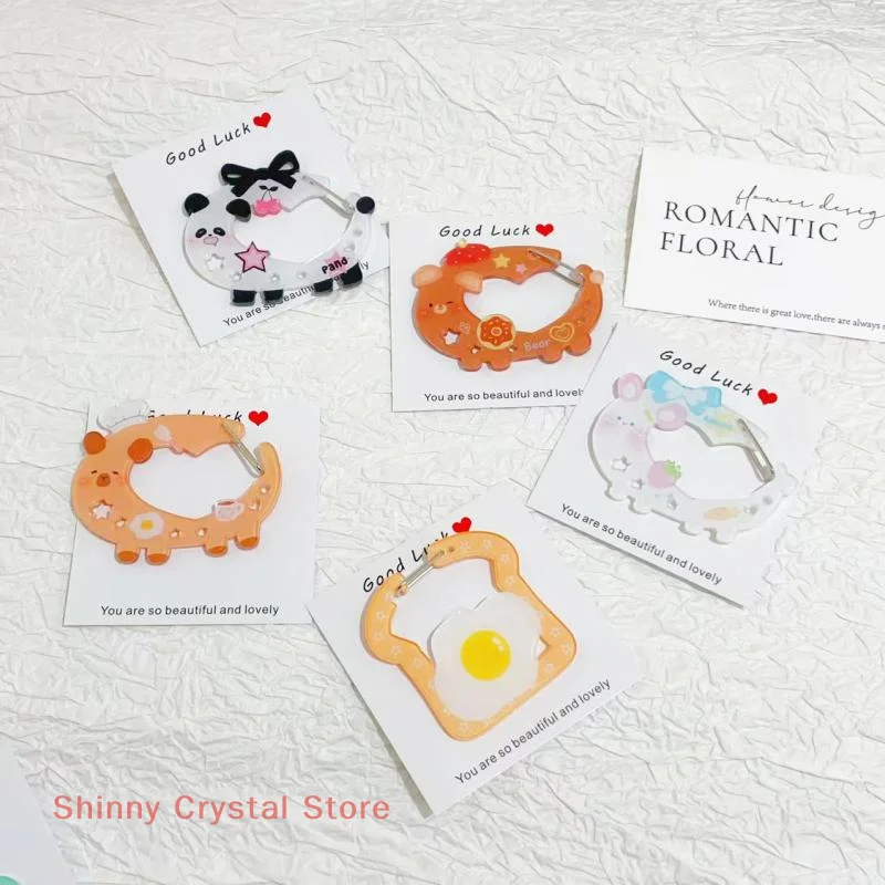 漫画の動物の形をしたカラビナアクリルキーホルダー装飾ホルダーキーホルダー多目的キーリングフックペンダントバッグアクセサリー