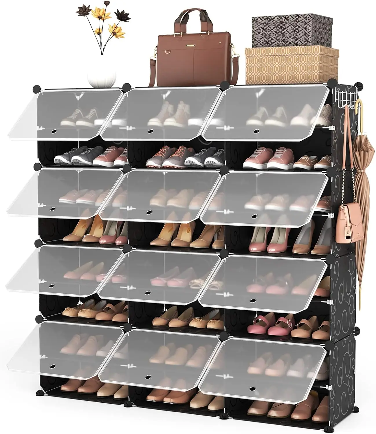 

Shoe Rack Organizer 8-Tier Cabinet 48-Pair Organizer Storage Expandable Free Standing Stackable Space