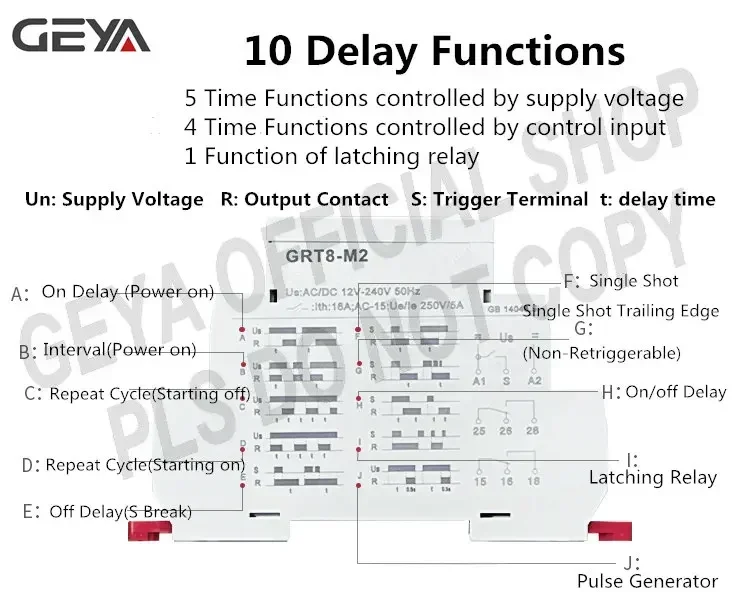 GEYA GRT8-M 16A multifunkce časovač elektromagnetické relé s 10 fungovat choices střídavého stejnosměrný 12V 24V 220V 230V čas elektromagnetické relé