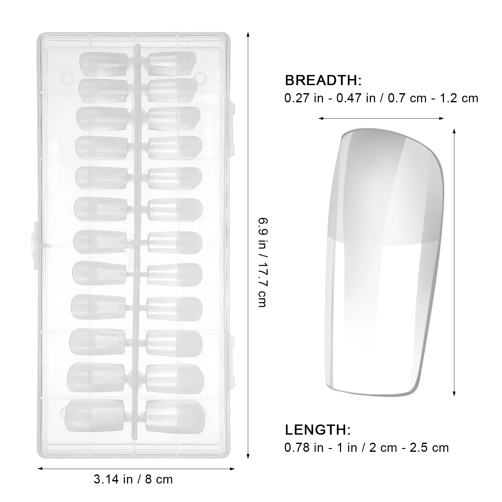 240Pcs Transparent Square Nail Tips Full Cover Nail Extensions Artificial Nails for Gel Polish Practice Square Nails
