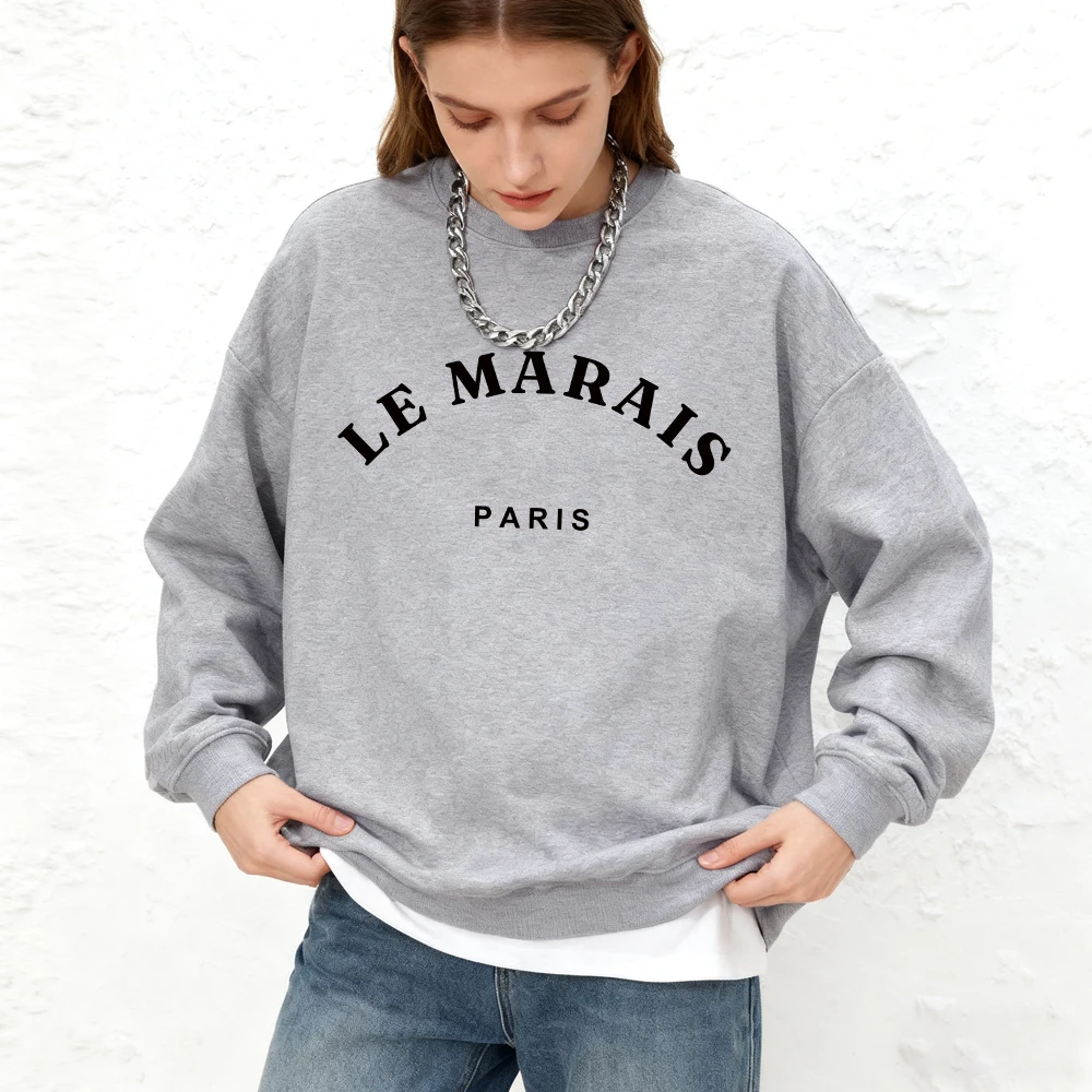 لو ماراي باريس يطبع المرأة هوديس الخريف Crewneck بلوزات أساسيات الدافئة الركض المتضخم الشارع الشهير ملابس امرأة غير رسمية