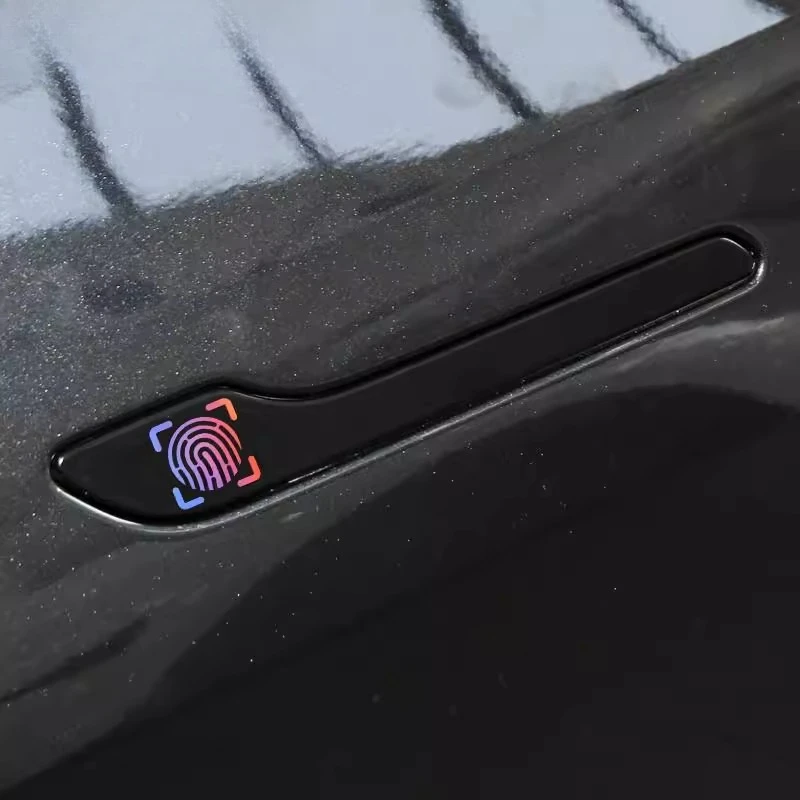 Fingerprint Recognition Sticker 4PCS Set Waterproof Vinyl Decals For Car Door Handle Decoration Auto Accessories