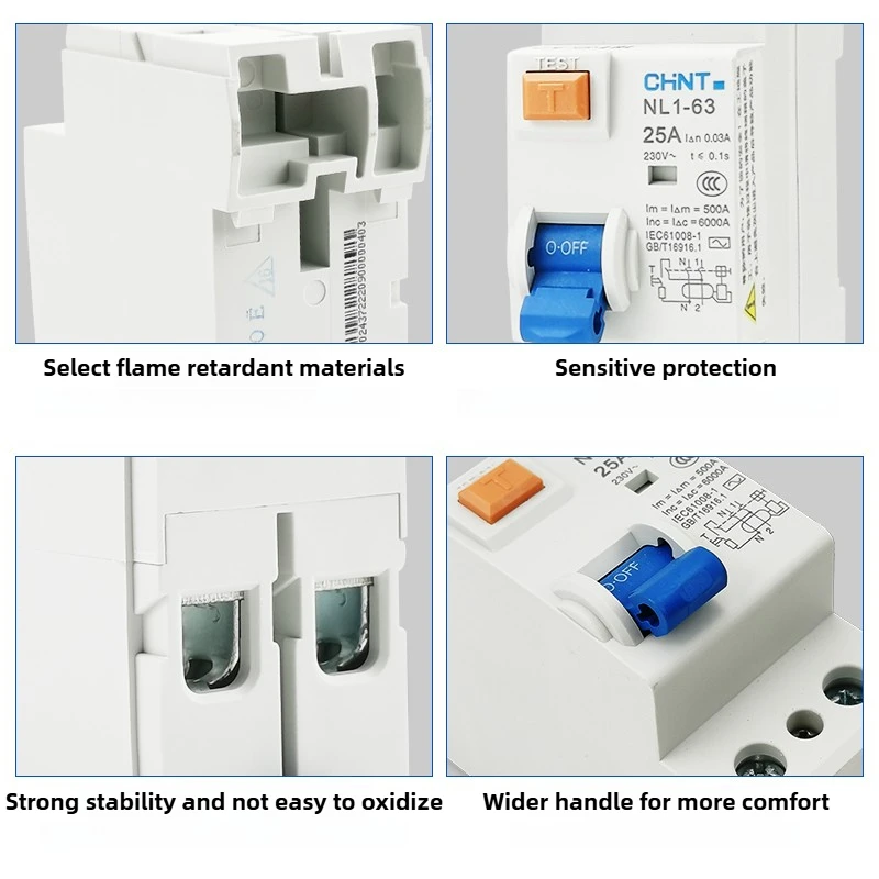 Authentic Chint NL1-63 Residual Current Breaker - 2P/4P 30mA Electromagnetic Trip for Commercial Buildings