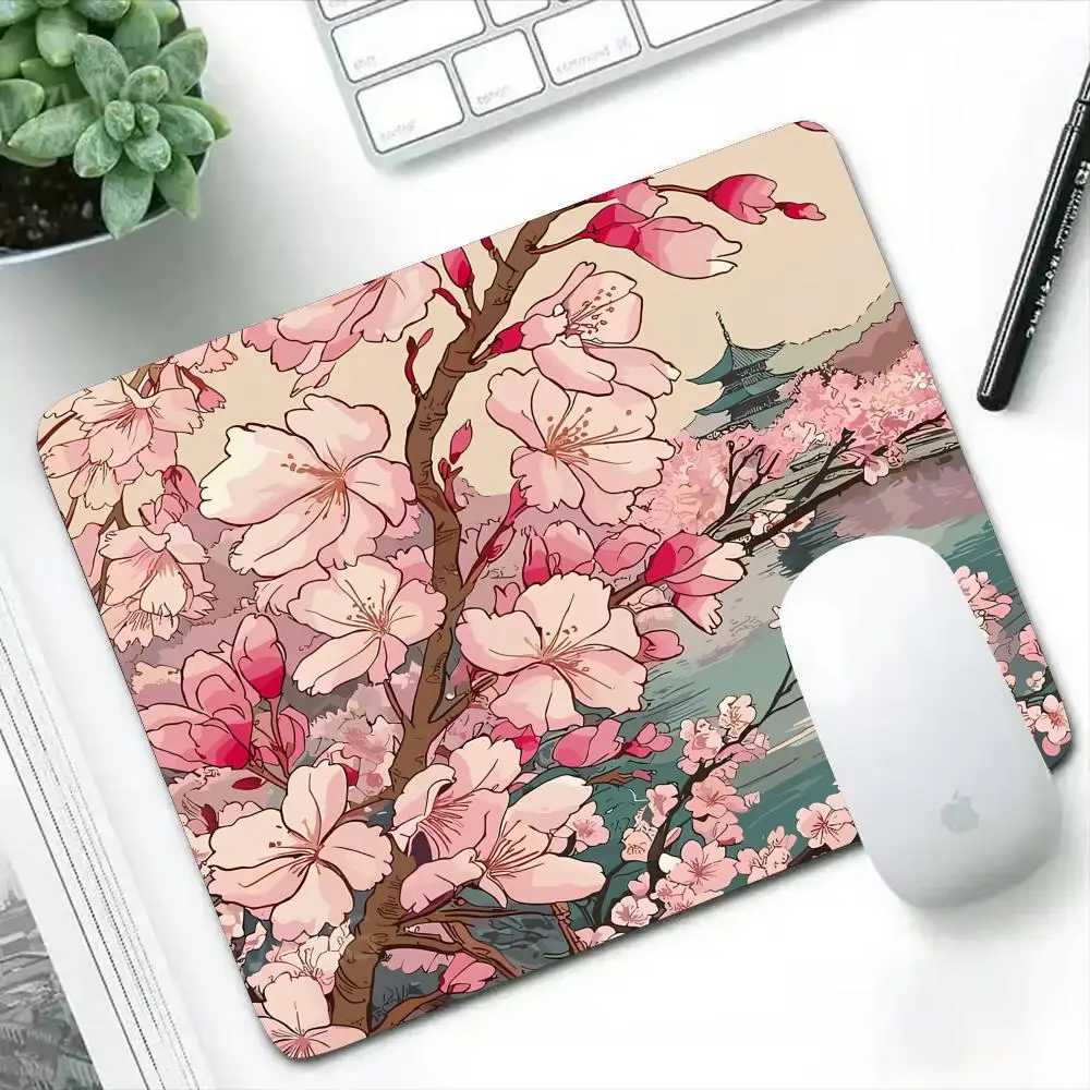 Japan Sakura Mouse Pad Office Gaming Desk Mat Small Laptop Game Mousepad Square Keyboard Pad Rubber Anti slip Mice Desk Mat