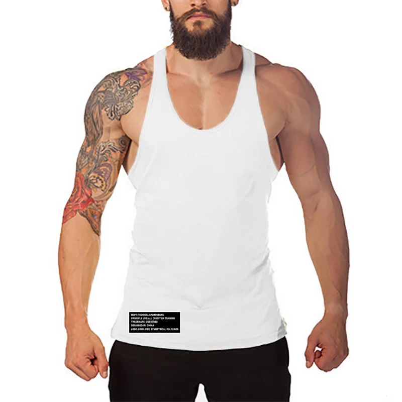 

Summer Cotton Sleeveless Racer Back Tank Tops Bodybuilding Vest Gym Fitness Sport Singlet Mens Hip Hop Streetwear Muscle Shirts