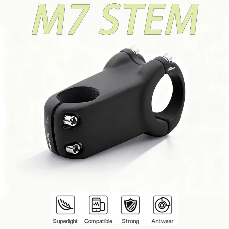 

Matte Black M7 Carbon Fiber Stem Clamp 0° Rise Ultralight Bike Handlebar Stem 35/50/65mm for MTB Bicycle, Bike Accessories