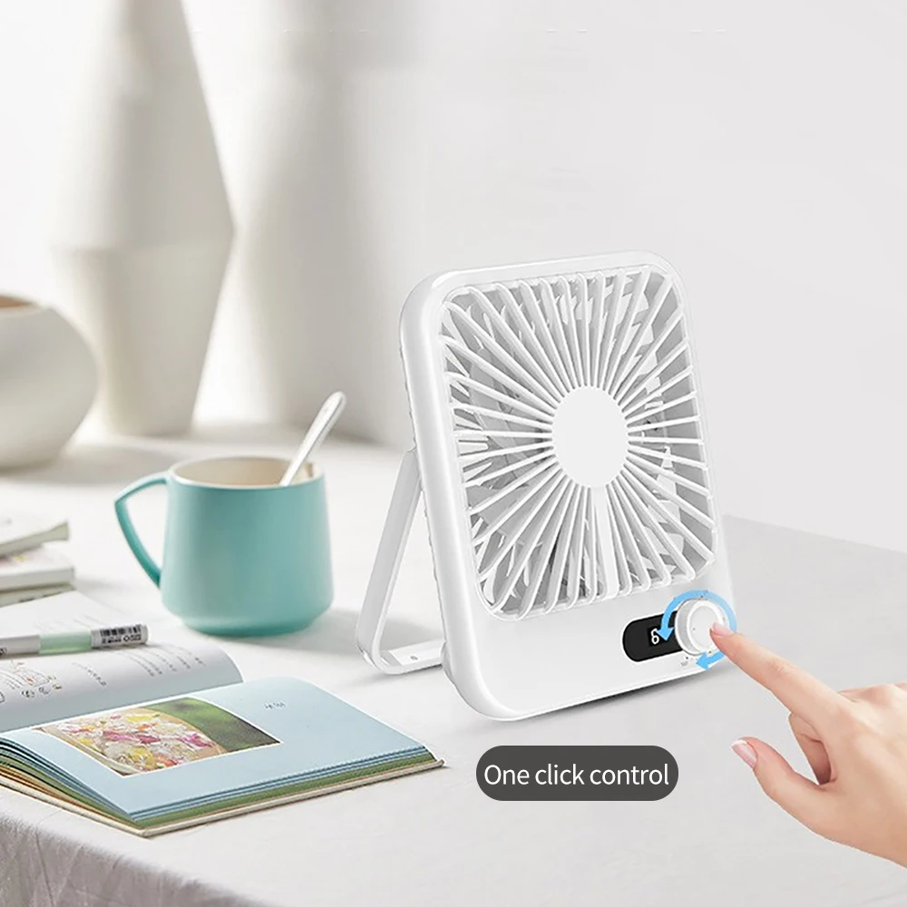 Desktop Fan Adjustable Angle 100 Speeds Portable Ultra-thin Strong Wind Table Fan Foldable Charging Electric Fan 1200mah Battery