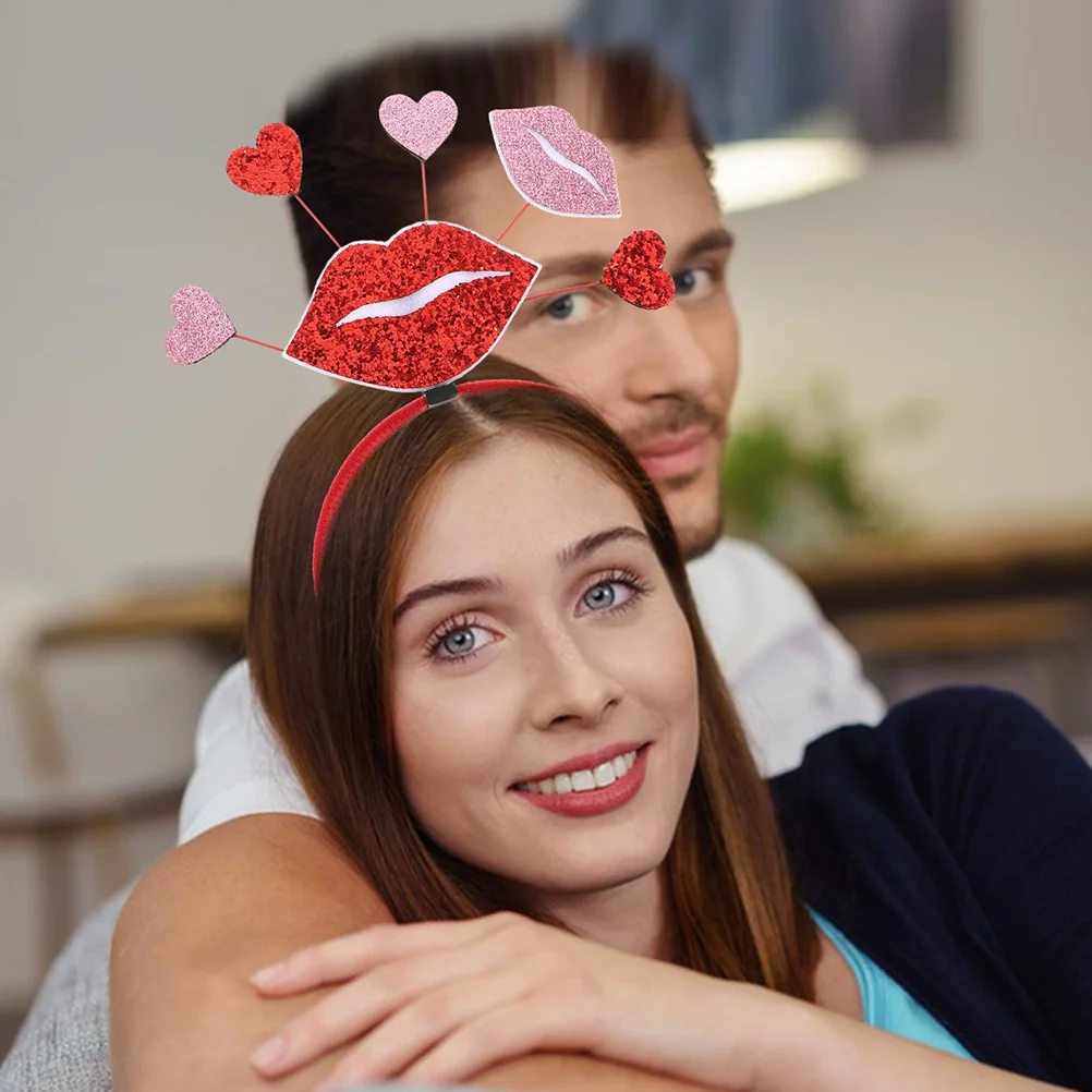 

2Pcs Heart Shaped Hairbands Glitter Romantic Headbands for Weddings Parties Photoshoots Valentines Hair Accessories