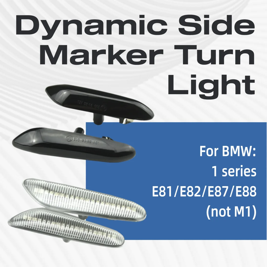 For BMW 1 Series E81 E82 E87 E88 Sequential Flashing LED Turn Signal Side Marker Lights Non-M1 Models Compatible
