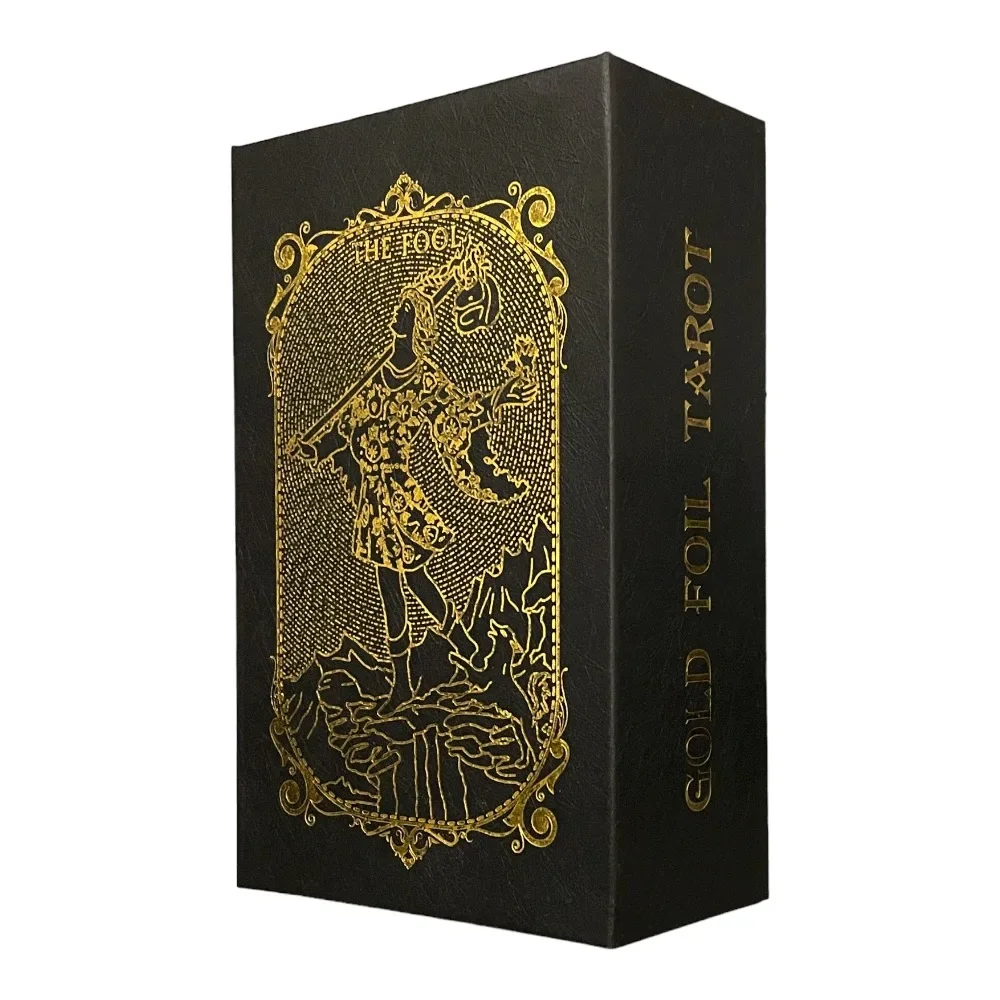 Gold Foil Spanish Tarot Cards 12x7cm Divination Deck for Beginners with Dual-Language Guidebook Portable Tarot Set for Reading