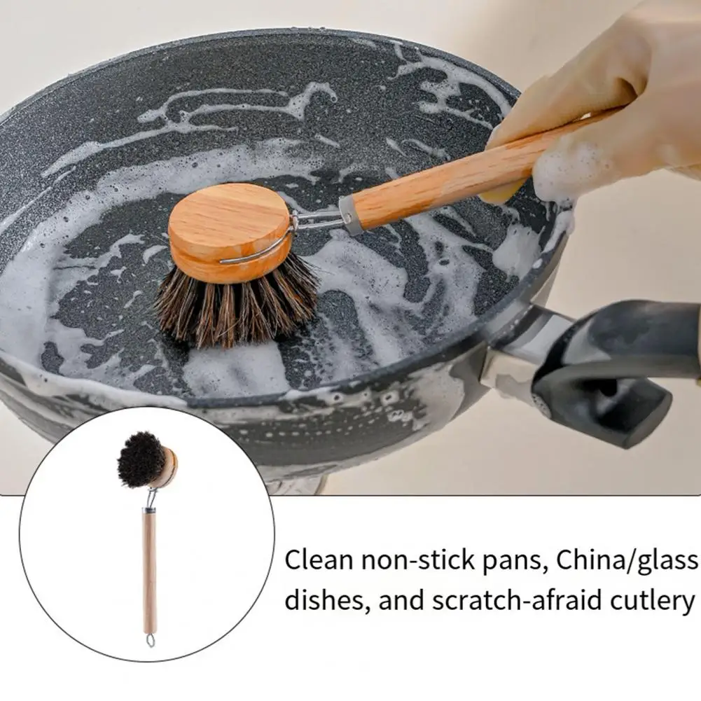 

Dish Brush Long Handle Pot Brush with Strong Decontamination for Kitchen Accessories Comfortable Grip Dish Scrubber Time-saving