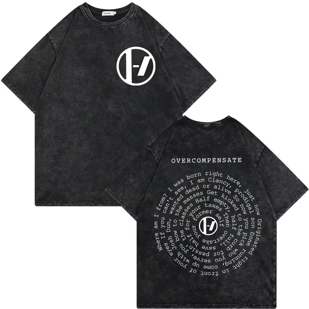 Vintage Twenty One Pilots World Tour 2024 Graphic Washed T Shirts Rock Hip Hop T-shirt Unisex Casual Fashion Oversized Tees tops