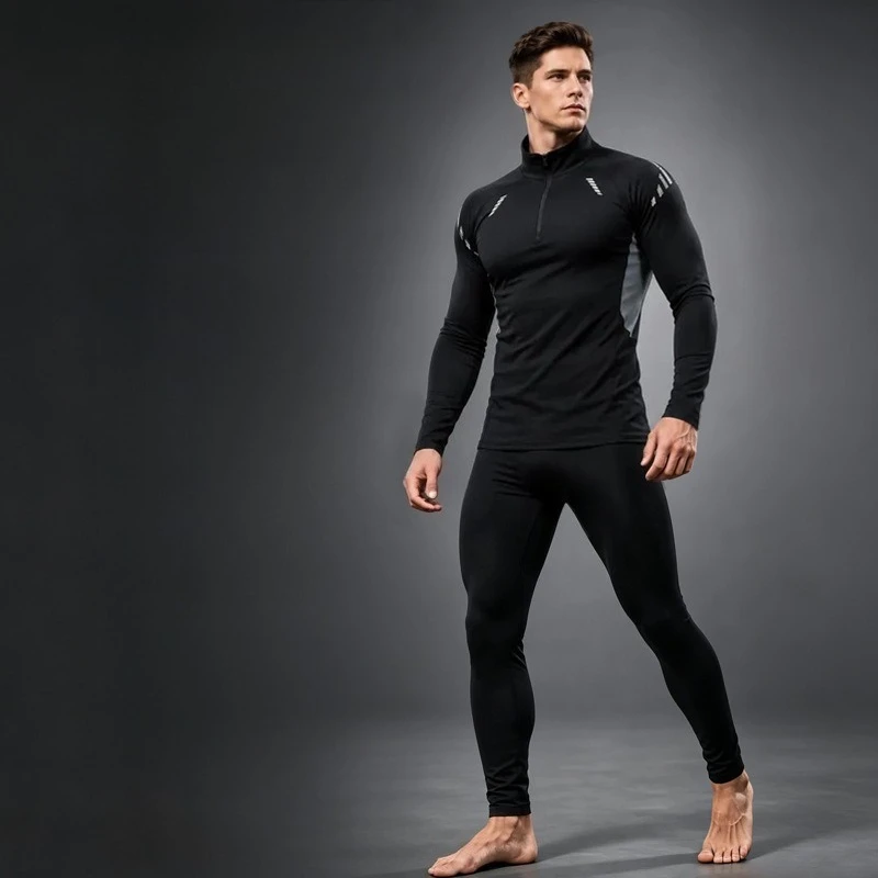 Autumn Men Quick Dry 2 PCS Sports Suit Breathable Tracksuit for Marathon Cycling Gym Jogging Training Running Sets Sweatpants