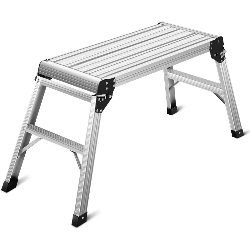 

Giantex Work Platform Aluminum Step Ladder Drywall Safe CE Approved of Capacity 330 LBS Heavy Duty Portable (Silver)