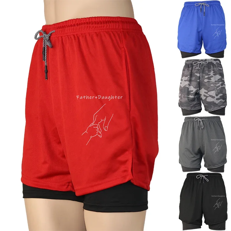 

Мужские компрессионные сетчатые шорты 2 в 1, повседневные спортивные шорты для бега и тренировок в тренажерном зале