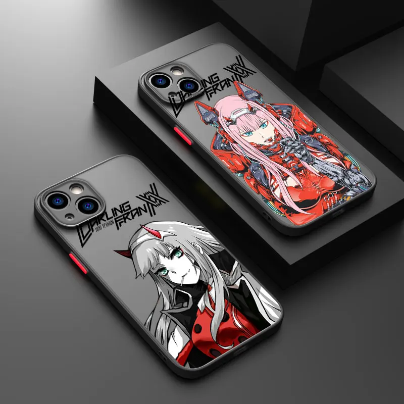 Darling In The Franxx For Apple iPhone 15 14 13 12 11 mini XS XR X 8 7 Pro Max Plus Frosted Translucent Phone Case