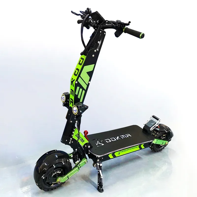 DOKMA 8000W 72V 35AH Dual Motor Adult Electric Scooter Max Speed 80-120km/h lcd display green 11 inch off-road tyres Escooter