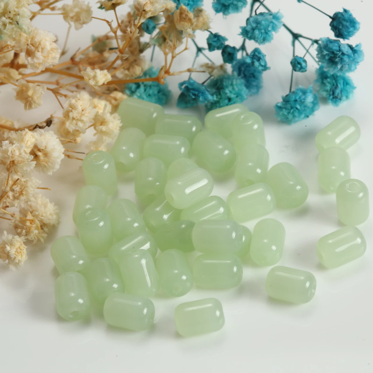 40-320pcs 6x9mm Tender Green Jujube Glass Beads Loose Spacer Beads for Unique Handmade Jewelry Craft Supplie Decoration Material