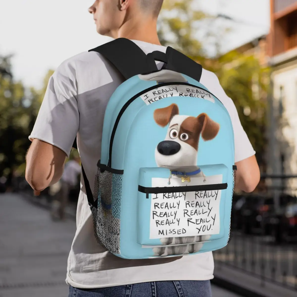 Animated Film The Secret Life Of Pets Jack Russell Terrier Cartoon Dog Large Capacity Boys Girls BookBag School Bag Shoulder Bag