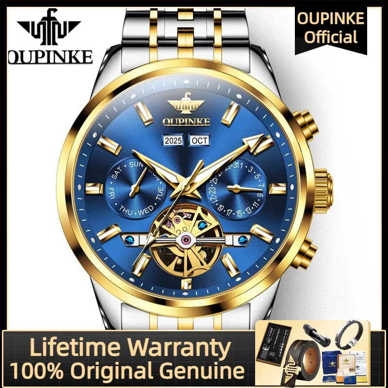 

OUPINKE 3296 Luxury Automatic Watches for Men Multi functional Date Luminous Waterproof New Wristwatches Man