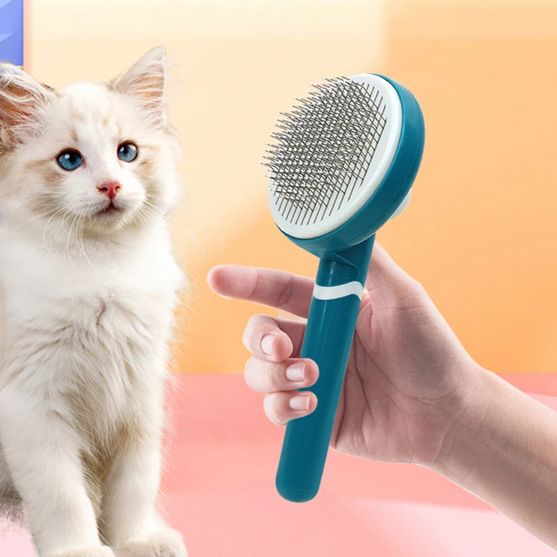 

One-click Pet Hair Shedding Brush for Long Hair Dogs Self Cleaning Skin-friendly Grooming and Care Cat Brush Pet Dog Accessories
