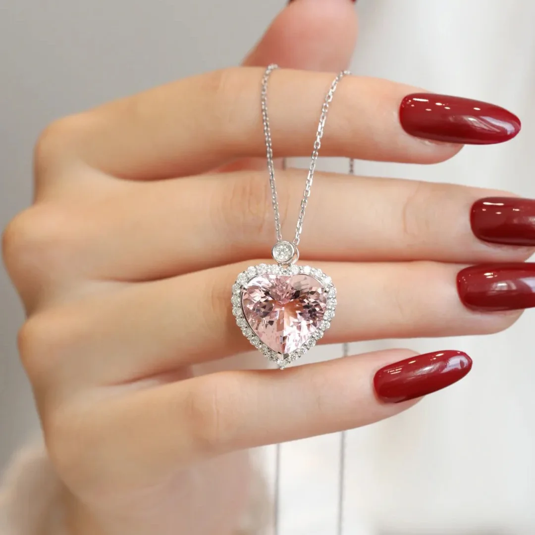 Queen Heart Chocker Necklace Pink Zircon 925 Sterling Silver Wedding Engagement Pendants Necklace For Women Bridal Party Jewelry