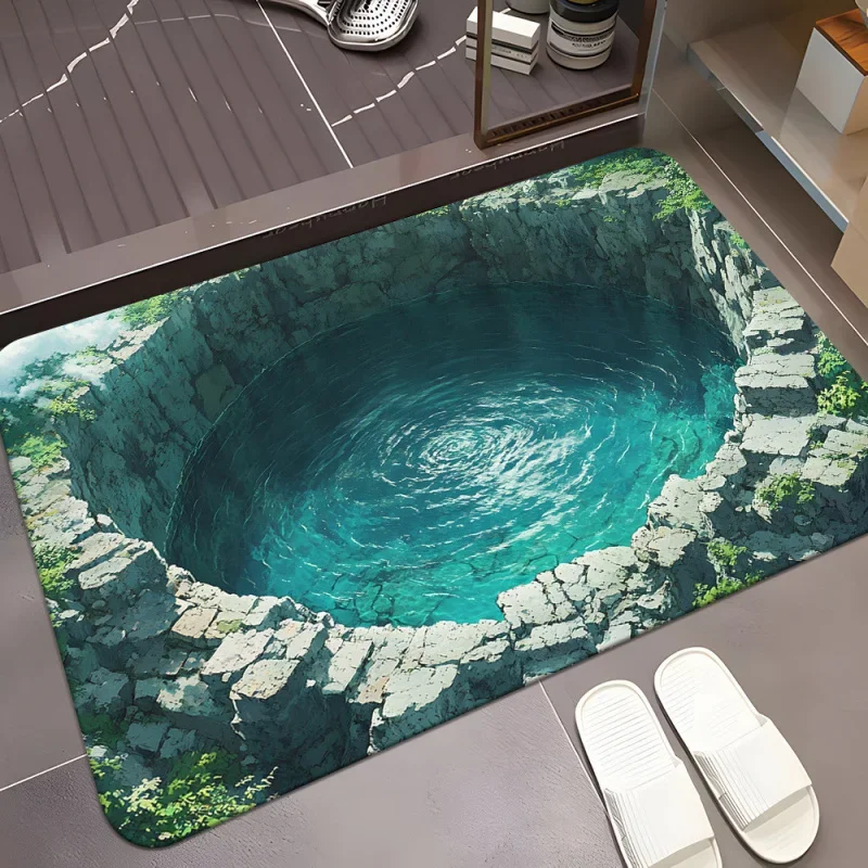 3d Visual Abstract Anti Slip Floor Mat Absorbent Quick Drying Entrance Door Lobby Bathroom Floor Mat Anti Slip Small Floor Mat