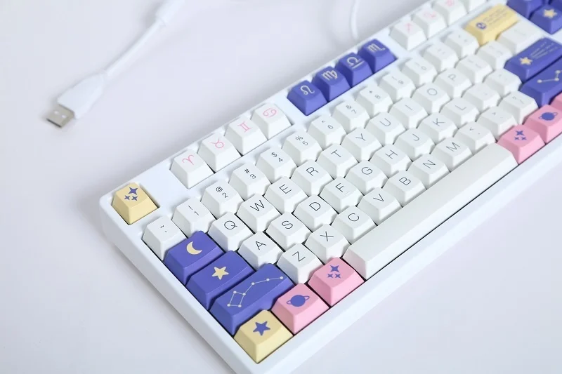 131 kunci/set astrolokeycap PBT Dye Subbed Keycap untuk Keychron 65% 75% Poker GH60 GK64 FL980 bukan SP topi kunci Cherry Profile