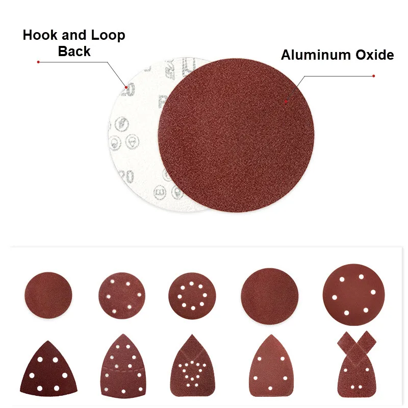 Lixa redonda disco de lixa vermelho de 5 polegadas e 8 furos