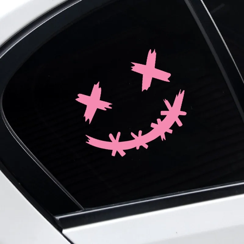 Stitched Smile Motorcycle Sticker Reflective Waterproof Vinyl Decal for Helmet Car Body Auto Demon Horror Face Decoration