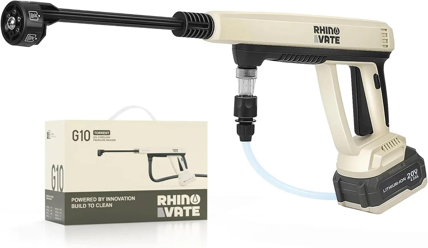 

Portable Power Washer, 4.0Ah Battery-Powered, Dual Water Source, 6-in-1 Nozzle, 16ft Hose, for Camping, Patio, Cars