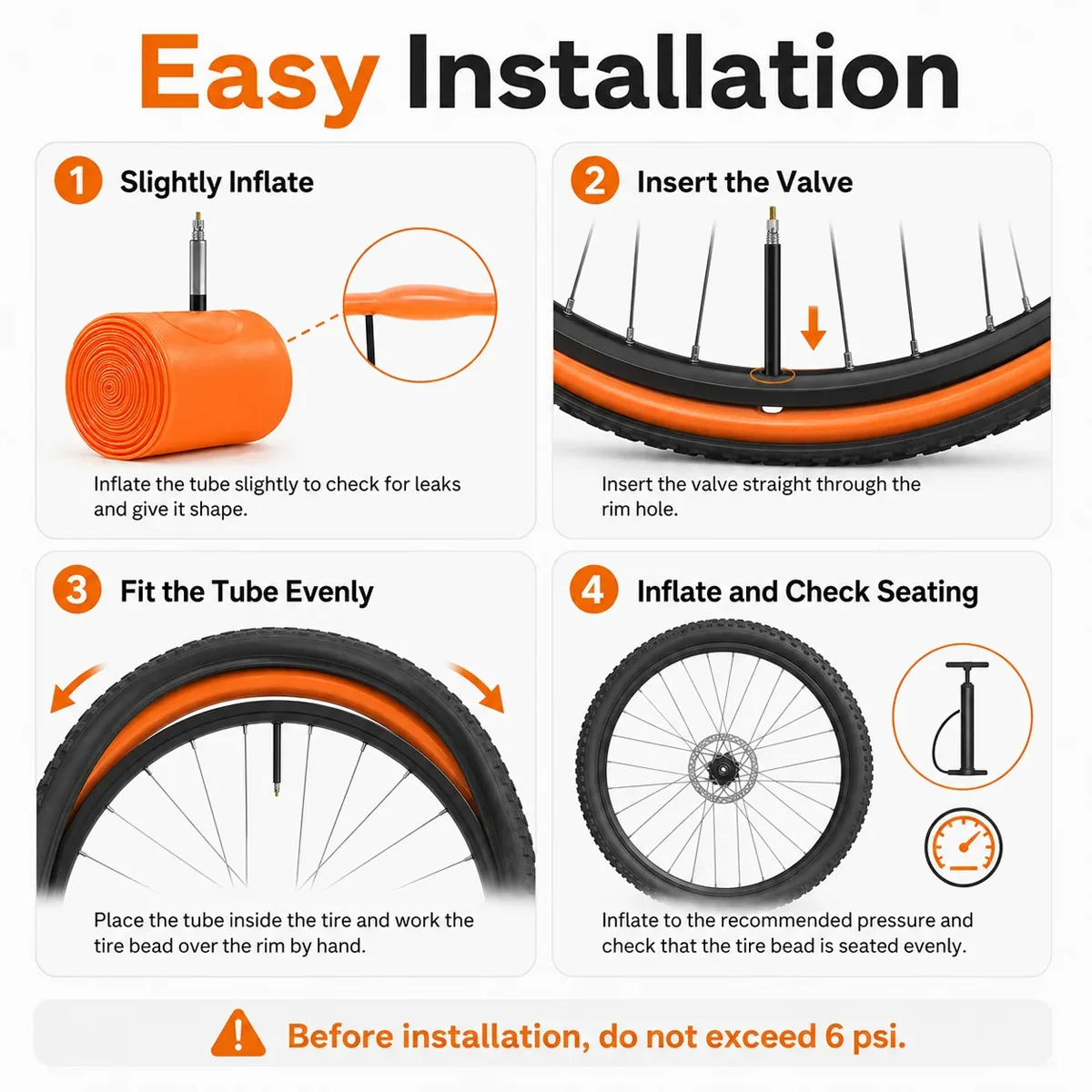 PINMOAP Mountainbike-Schlauch TPU FV45mm 24''26''27.5''29'' Ultraleichter Fahrradschlauch für Reparatur und Austausch – Detail 6