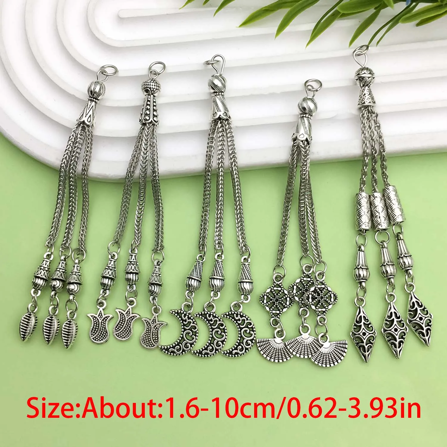 5pcs Alloy Metal Tassel Design Charms Beads Pendants For DIY Prayer Beads Bracelet Necklace Jewelry Making Accessories