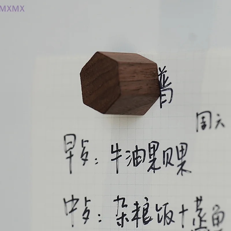 Hexagon/Line Wood Magnetic Stickers For Fridge Home Door Decor Creative Office Message Board Magnets Stickers