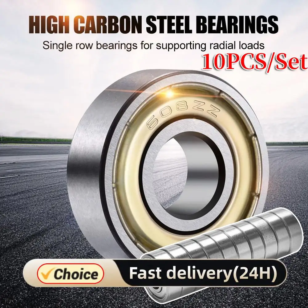 10Pcs 608ZZ Deep Groove Ball Bearing Single Row Miniature Bearing 8x22x7mm Ball Bearings for Skateboards Inline Skates Scooters
