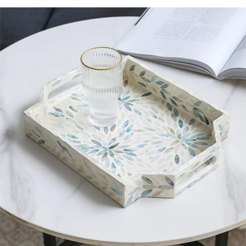 

Luxury Wooden Color Storage Tray Simple Rectangular Teacup Fruit Food Jewelry Modern Home Decoration