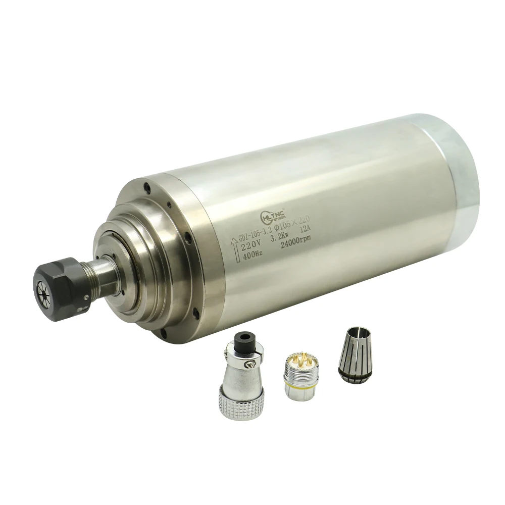 HLTNC Diameter 105 mm 3.2 kW ER20 4 bearing water cooled circular spindle for CNC Wooding and Metal WORKING