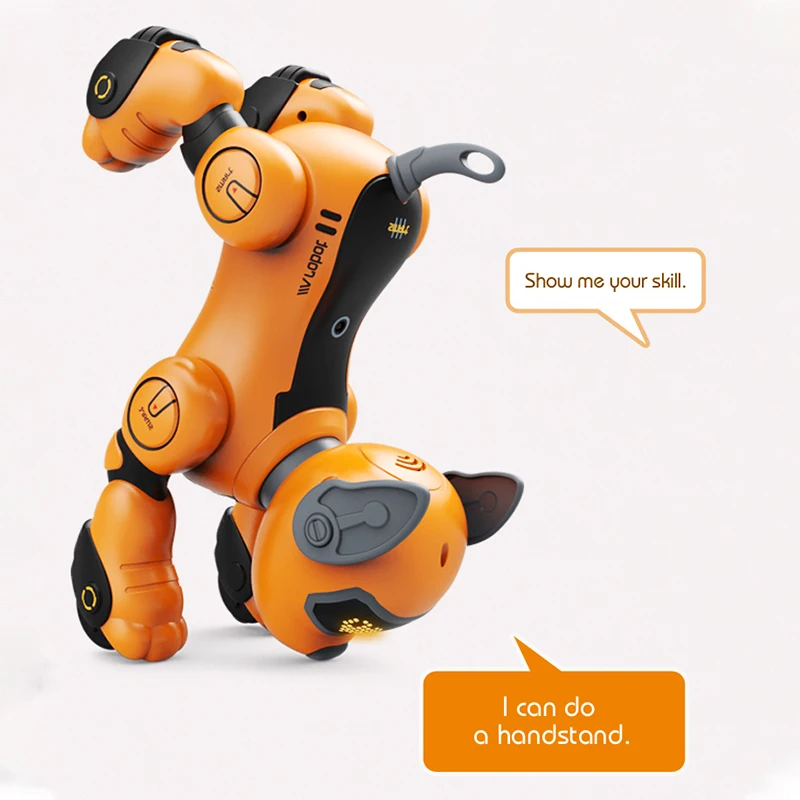 Smart RC Stunt Dog Follow Touch Interactive Voice Control Robot Dance Music Light Intelligent Programming Kids Educational Toys