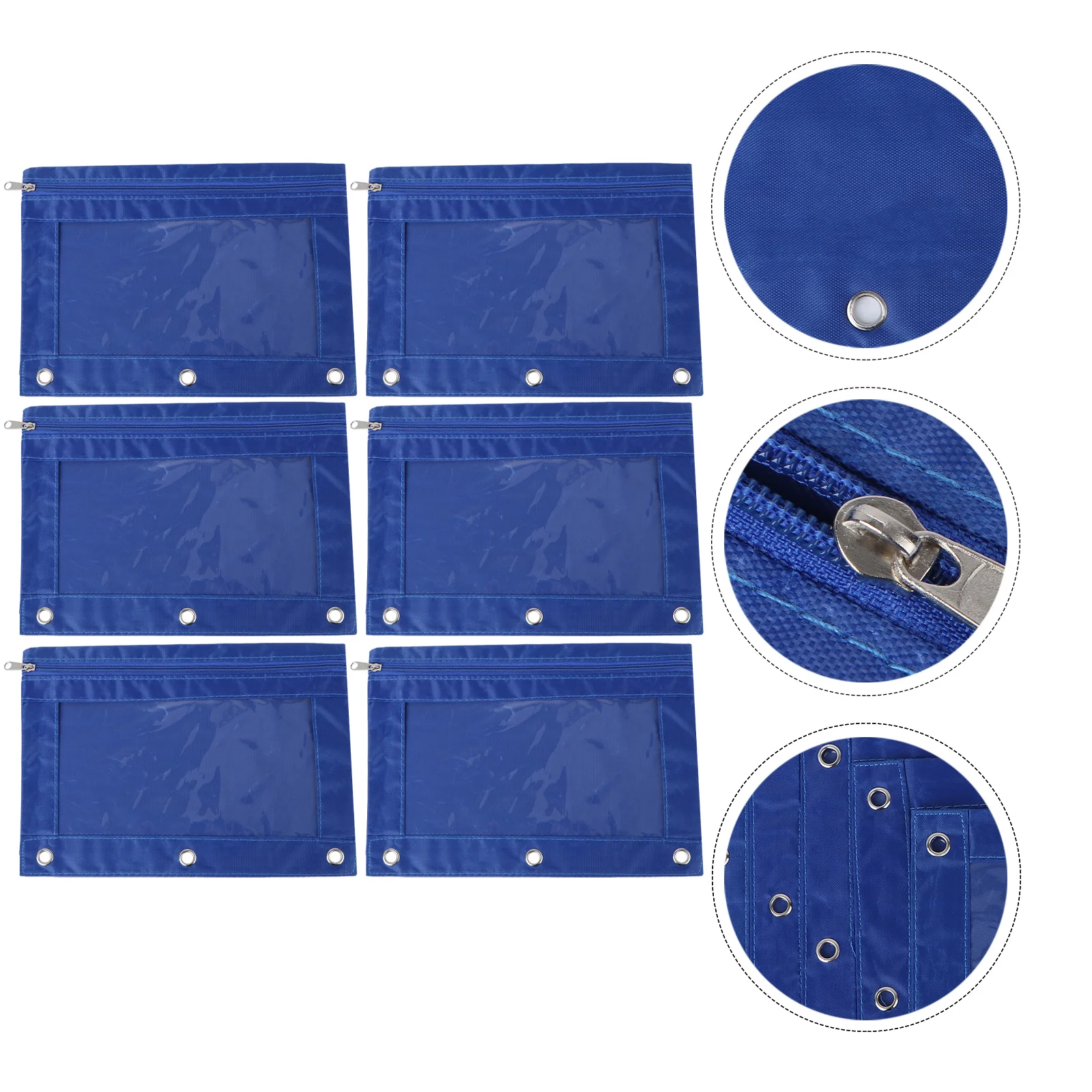 

6Pcs Oxford Cloth Transparent Pencil Bag File Bag Zipper Stationery Storage Pen Pouch Organizer Pencil Case Pen Bags