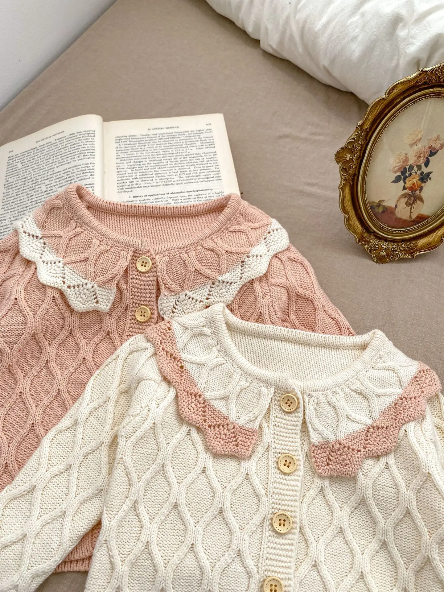 Baby Knit set Spring Fall 2024 New Fashion Girls set Knit sweater Cardigan + Shorts Sweet 0-3Y girls two-piece set image 4