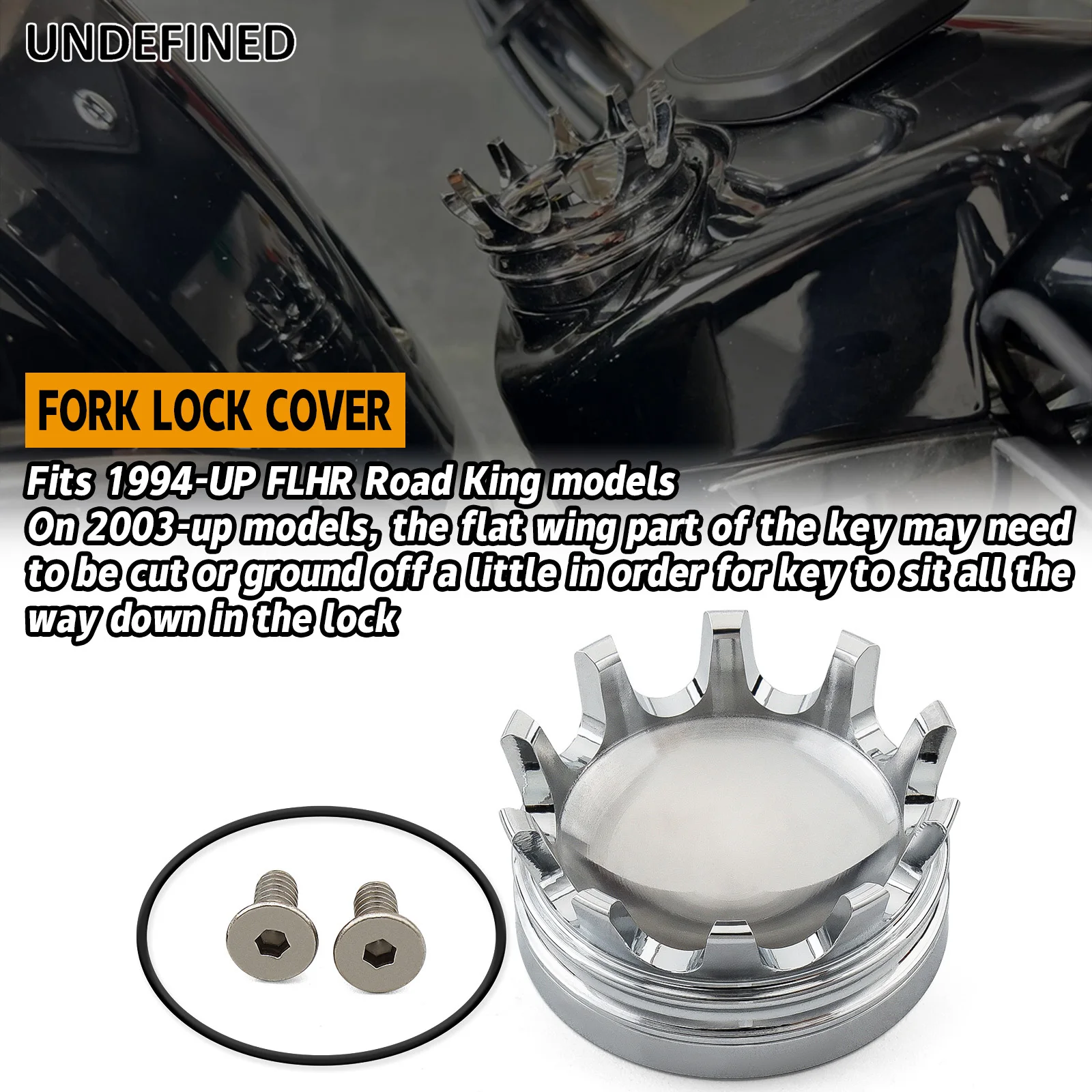 Motorcycle Fork Lock Crown Shaped Cover 71310-94 For Harley 1994-2023 FLHR Road King Models Black Chrome Gold Red Blue Orange