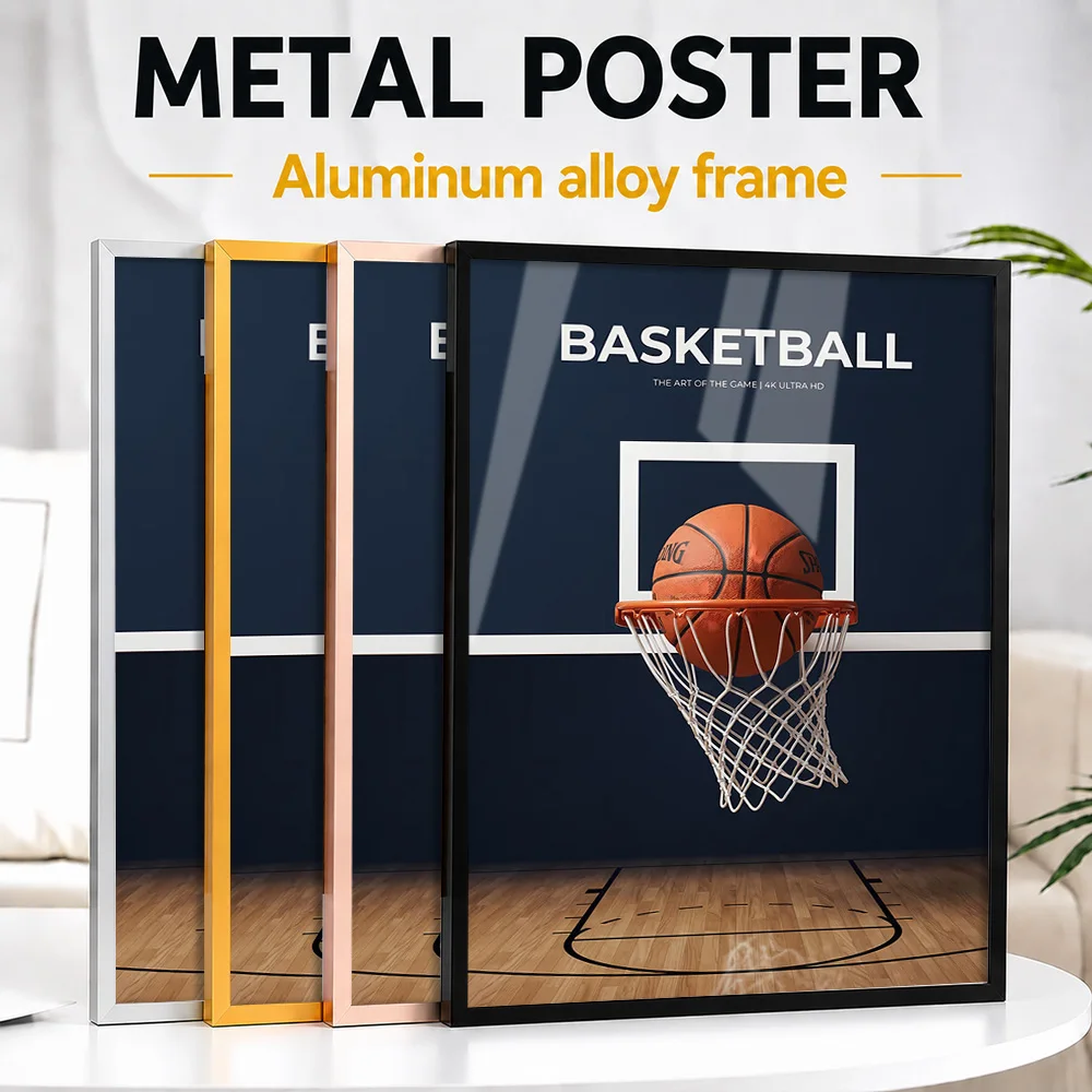 Basketball Hoop And Ball Framed Aluminum Metal Poster Customized Photo Urban Sports Style Wall Art For Study Special Coach Gift
