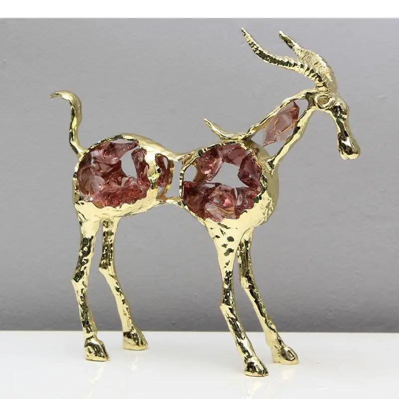 

Hollow Sheep Gold Plated Alloy Crafts Ornaments Living Room Decoration Furnishings Crystal Decorative Statue