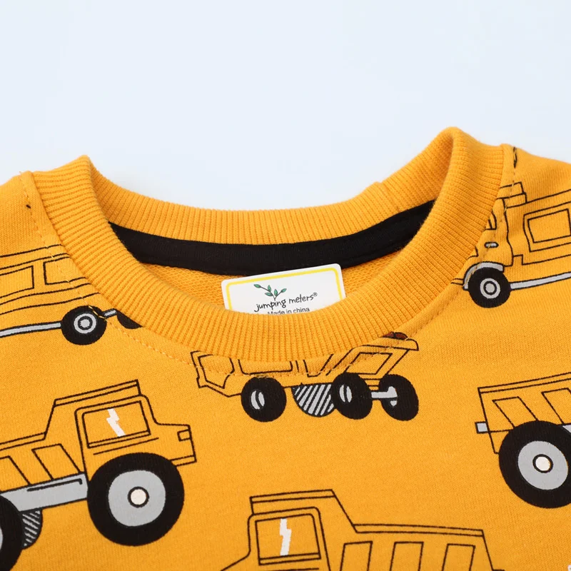 Jumping Meters 2-7T Cute  Boys Girls Sweatshirts Cars Print Hooded Shirts Kids Clothes Long Sleeve Autumn Spring Tops