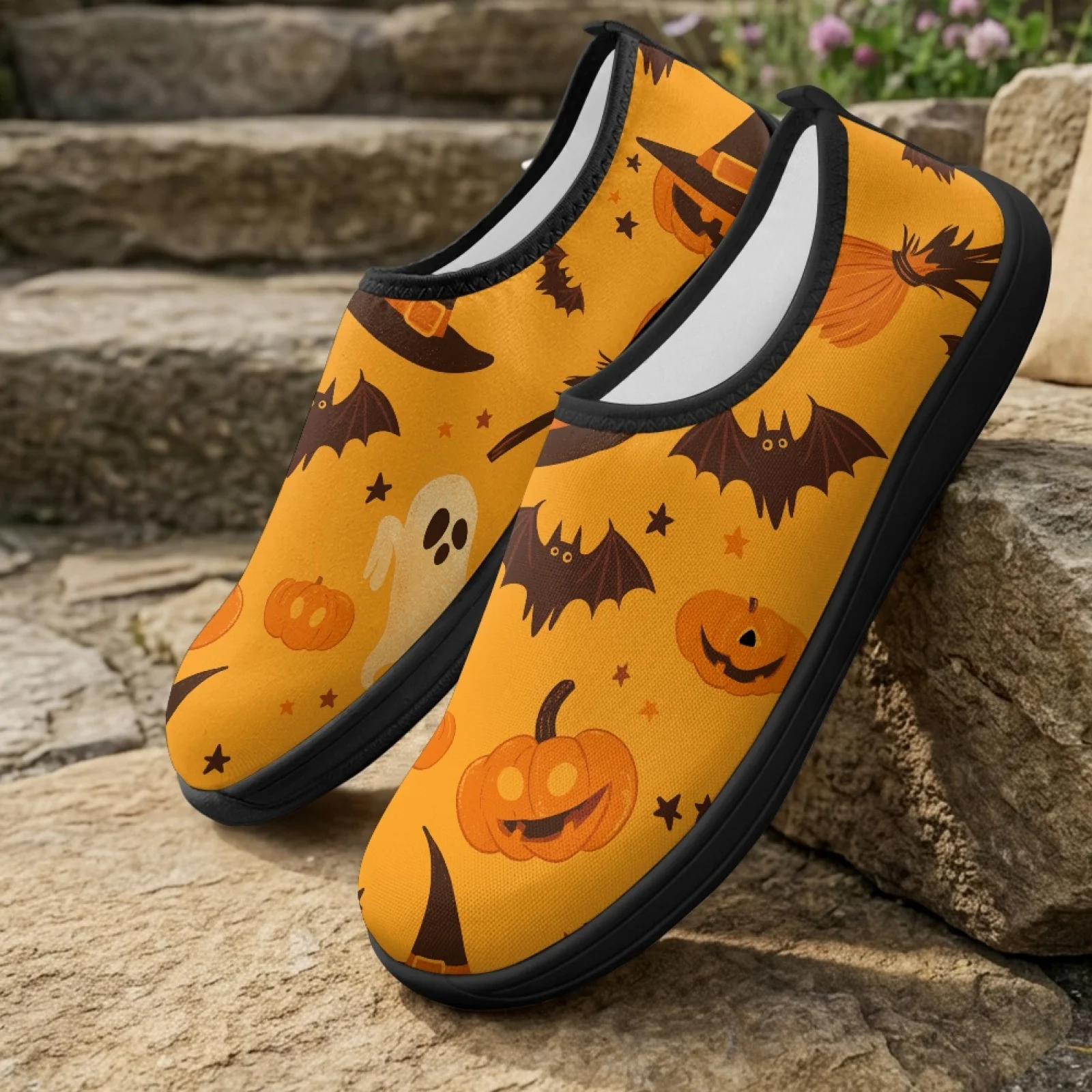 PENSTROLL Bats and Pumpkins New Trend Walking Sneakers Polyester & EVA Casual Running Shoes Wide Toe Box Zero Drop Shoes